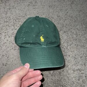 Polo Ralph Lauren Strap Back Hat Green Yellow Embroidered Pony Logo Golf Camp